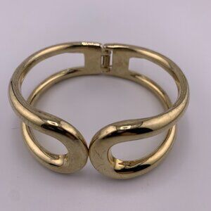 Geometric Gold Tone Open-Cuff Bangle Bracelet